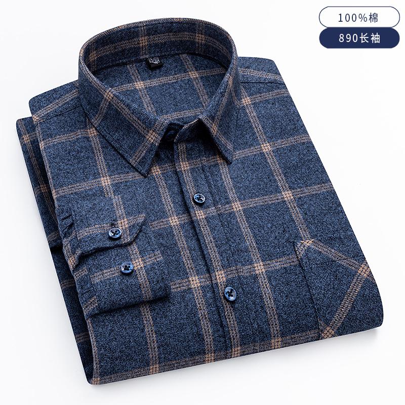 Свободная мужская клетчатая рубашка S~6XL, с длинным рукавом, на осень-весну, мягкая, стандартного кроя, 100% хлопок, байковая, повседневная одежда для мужчин