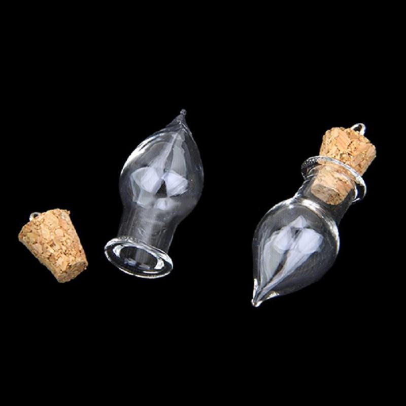 10Pcs Fashion Women Pendants Necklaces Tear Drop Glass Bottles with Cork Top DIY Pendants Wishing Bottles Jars