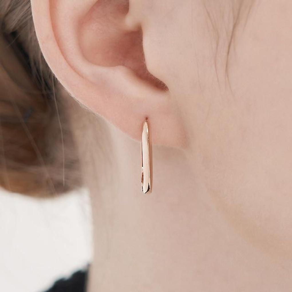 [ELLE Jewelry] 14K Basic Square One-Touch Ring Earrings ELGPEE551