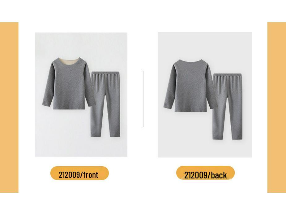 Детский термокомплект Осень/Зима 2025 – Теплый базовый слой однотонного цвета, пижама из двух частей с длинным рукавом и брюками