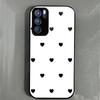 Черный Чехол с Узором Сердечки для OPPO Reno6 5G, Акриловая Задняя Панель, ТПУ Бампер, Ударопрочный Защитный Чехол, Минималистичный Корейский Стиль