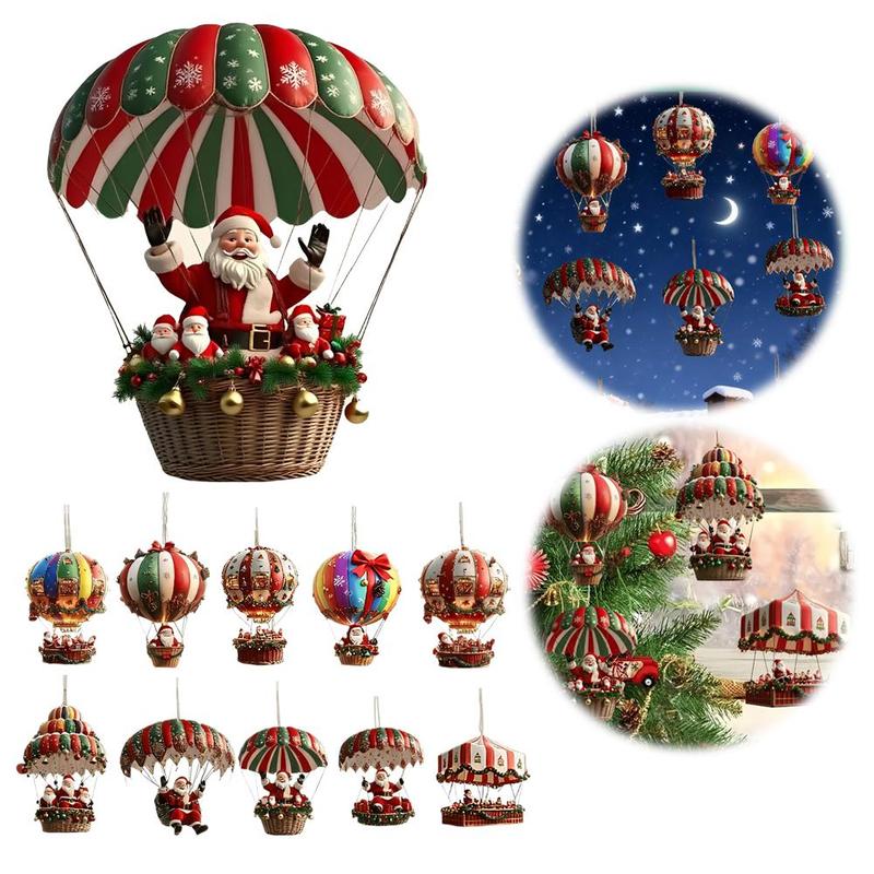 Рождественский деревянный воздушный шар Санта-Клаус 2D плоская деревянная подвеска украшение для рождественской елки идеальный праздничный подарок декор