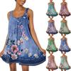 Женское модное летнее пляжное повседневное милое платье на бретельках без рукавов с принтом