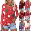 Рубашка для женщин, модная, повседневная, с квадратным вырезом, длинным рукавом, свободная, с рождественским принтом, женская футболка, топ