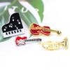 Retro Creative Trendy Guitar Violin Piano Instrument Enamel Pins Backpack Lapel Badge Brooches Jewelry Gift for Music Lovers