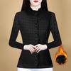 Корейская версия универсальной футболки Niche Plus Velvet Spring New Mother с воротником-стойкой для женщин среднего и пожилого возраста, теплая базовая рубашка