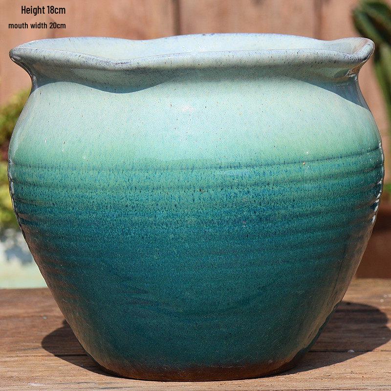 Large Ceramic Terracotta Flower Pot for Balcony and Living Room - Ideal for Succulents, Orchids, Green Radish, and Plants