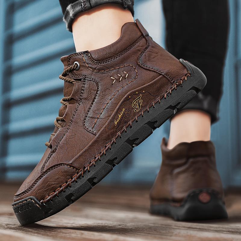 Men's High-top Casual Shoes Handmade Plush Shoes Casual Shoes Autumn and Winter Plus Size 39-48