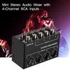 Mini Stereo Audio Mixer with 4-Channel RCA Inputs Separate Volume Controls