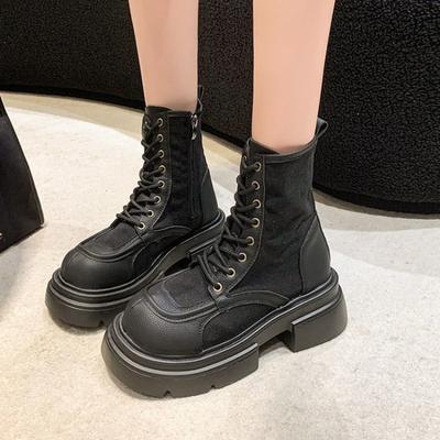 Женские осенние новые полусапожки из матовой кожи на толстом каблуке, ретро платформа, ботинки Мартин