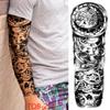 New 1 PC 480*170MM Super Large Compass Wolf Head Eye Fake Lion God Feather  Temporary Tattoo Sleeves For Men Women Tattoo Full Arm Tattoo Sticker