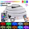 Светодиодная лента RGB 24 В, 5 м, 10 м, 15 м, 30 м, 60 м, Bluetooth, гибкая светодиодная лента, IP67, водонепроницаемая, для улицы, лента-веревка с вилкой EU US UK AU