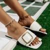 Flats Women Slippers Fashion Buckle Beach Sandals Summer Casual Shoes New Ladies Flip -Flops Slingback Women Slides Mujer