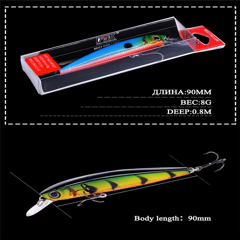 FTK Искусственная приманка для рыбалки Mino, жесткое крепление, гольян, 7 цветов на выбор, 9 см, 8 г, глубина 0-0,8 м, профессиональное качество, популярная модель