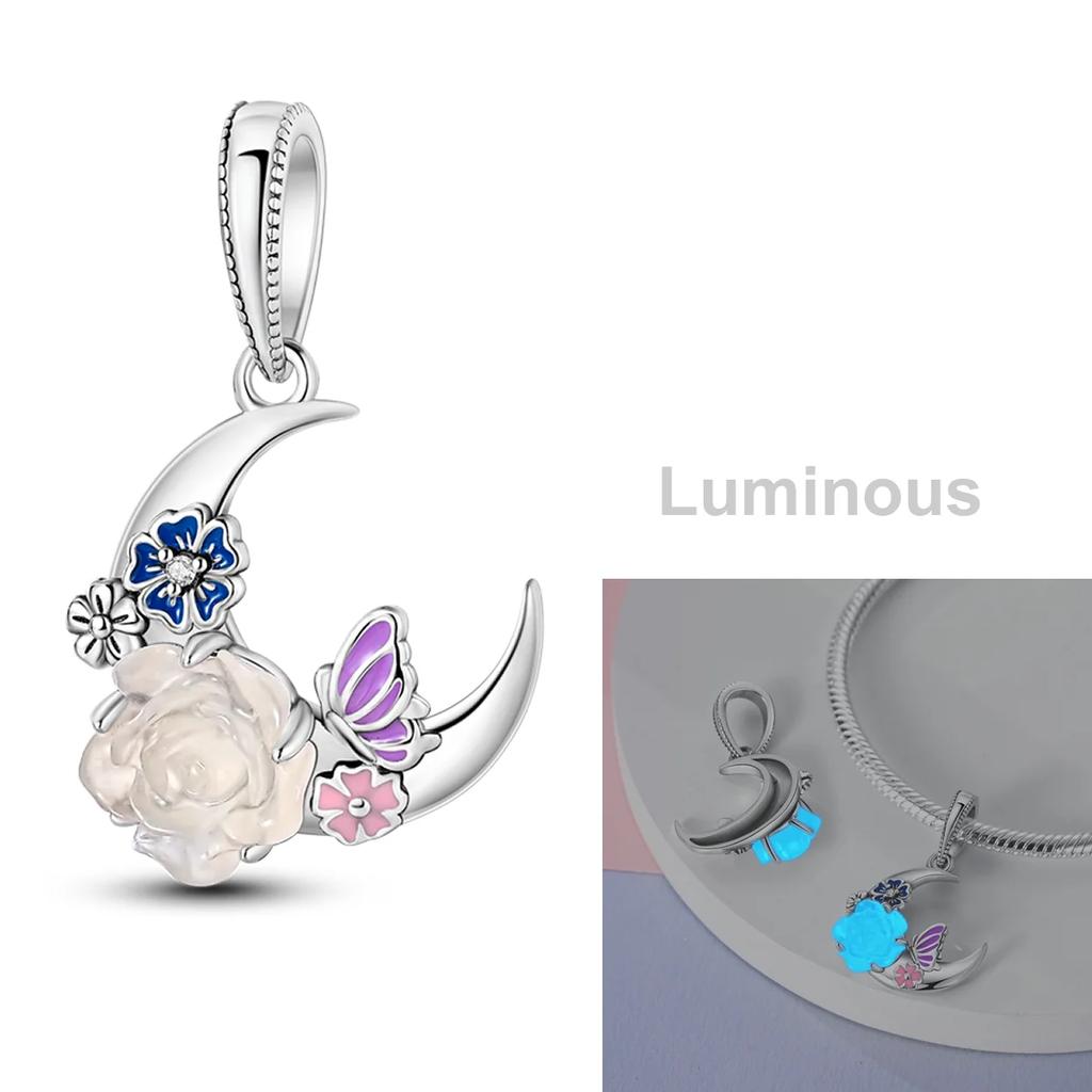 Fit Original Bracelet Copper Moon Series Charms Beads Inlaid Zirconium Luna Cat Dangle Pendants Diy Jewelry