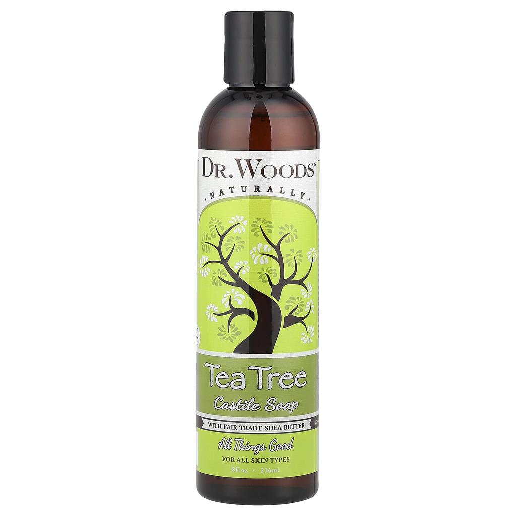 Dr. Woods Fair Trade Tea Tree Castile Soap with Shea Butter, 236 Ml (8 Fl Oz)
