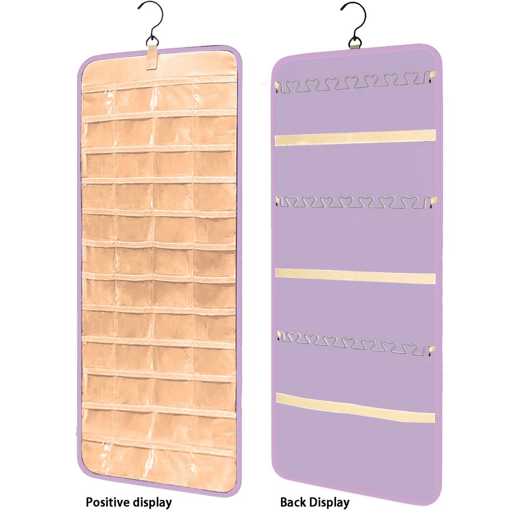 1 Pcs Hanging Jewelry Organizer Storage Roll With Hanger Metal Hooks Double-Sided Jewelry Holder For Earrings Necklaces Rings