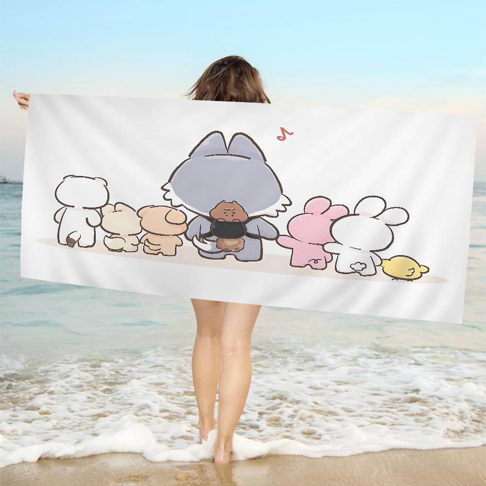 S-StrayS COOL K-Kids Kpop Microfiber Printed Beach Towel Mountain Climbing Yoga Beach Swimming Running Absorbent Soft Towel