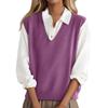 Fashionable Girls V-neck Knitted Vest All-match Waistcoat Temperament Casual Sweater