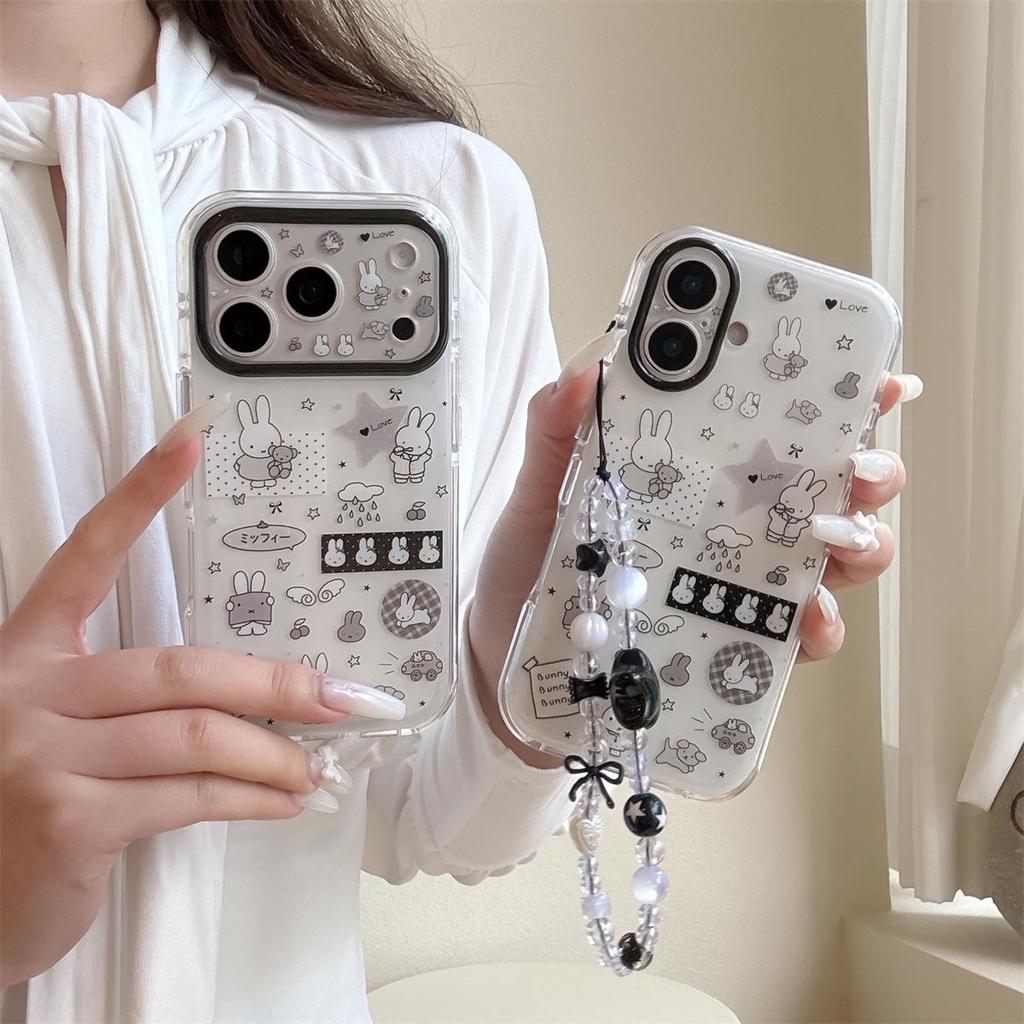 Cute Cartoon Rabbit Double Layer Anti-Fall Phone Case for iPhone 15/14/13/12/11 Pro Max