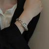 Cuban Chain Silver Buckle Bracelet for Women - Simple, Trendy, and Chic Design