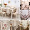 Table Runner Embroidered Floral Lace Translucent Gauze Table Cloth Hollow Design