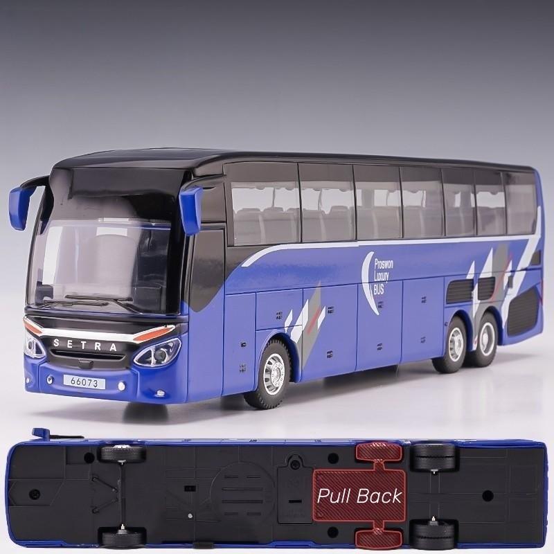 New 1/32 Alloy Single-layer Bus Car Model Toys Diecast Simulation Metal Business Bus Vehicle Sound Light Pull Back Children Gift Toy