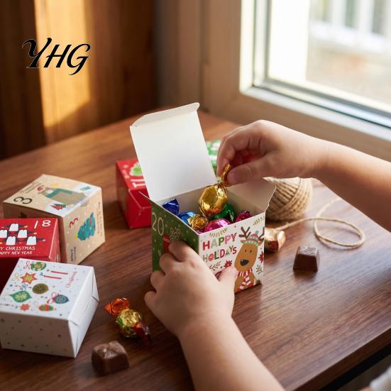 Winter Atmosphere Party Supplies 24 Pcs DIY Christmas Advent Calendar Boxes, Days Countdown Gift Box, Decorative Boxes for Treats Empty Cardboard