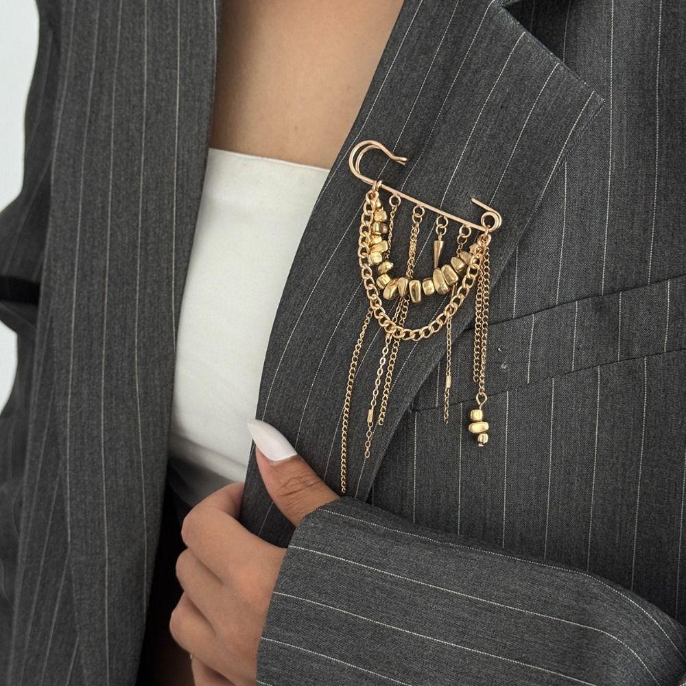 Бисерная цепочка для брюк, булавка, нерегулярная кисточка-подвеска, брошь, аксессуары для одежды