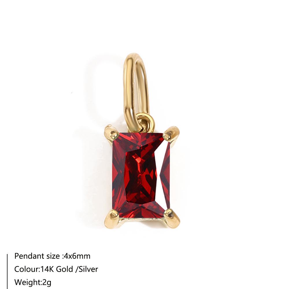 Прямоугольные подвески из нержавеющей стали с покрытием 14K золотом, с камнями по месяцам и цирконием
