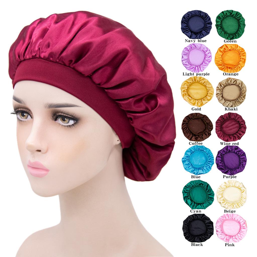 Cover Fashion Night Sleep Women Silk Bath Nightcap Hair Cap Shower Caps Sleeping Hat Satin Bonnet