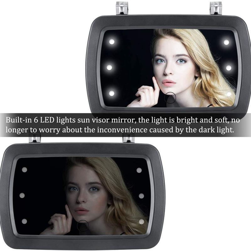 Автомобильный солнцезащитный козырек зеркало HD LED для макияжа салонное зеркало зажимного типа сенсорный переключатель палец универсальный