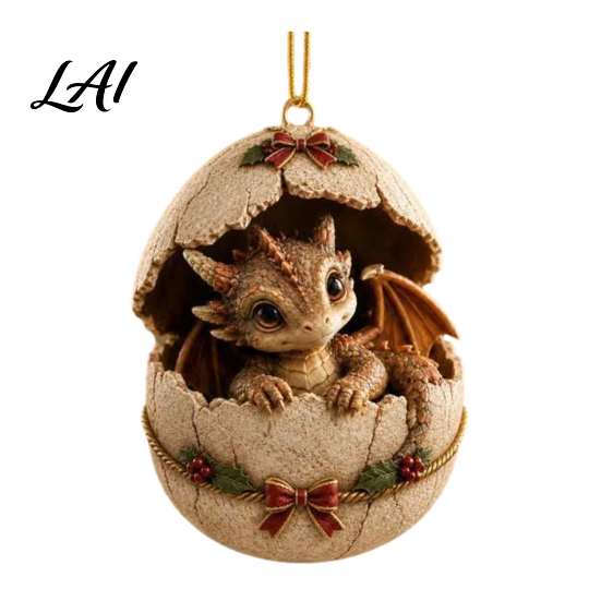 Lightweight Wall Hanging Decor Baby Dragon And Egg Christmas Ornament 2D Flat Acrylic Tree Pendant for Holiday Party Decoration Fantasy Xmas