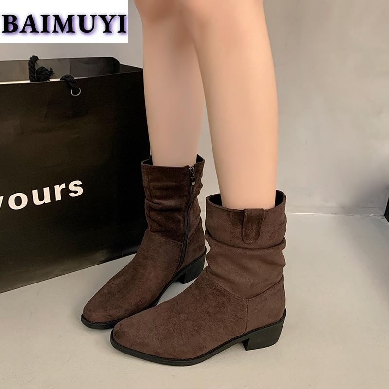 2025 Трендовые женские замшевые ботильоны с леопардовым принтом Зимние массивные туфли Новые роскошные модные ботинки челси Элегантные туфли для снега Женские ботинки