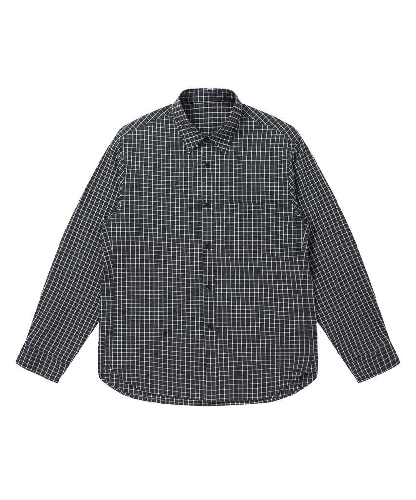 SOLEW Relaxed Fit Seersucker Shirt_Black