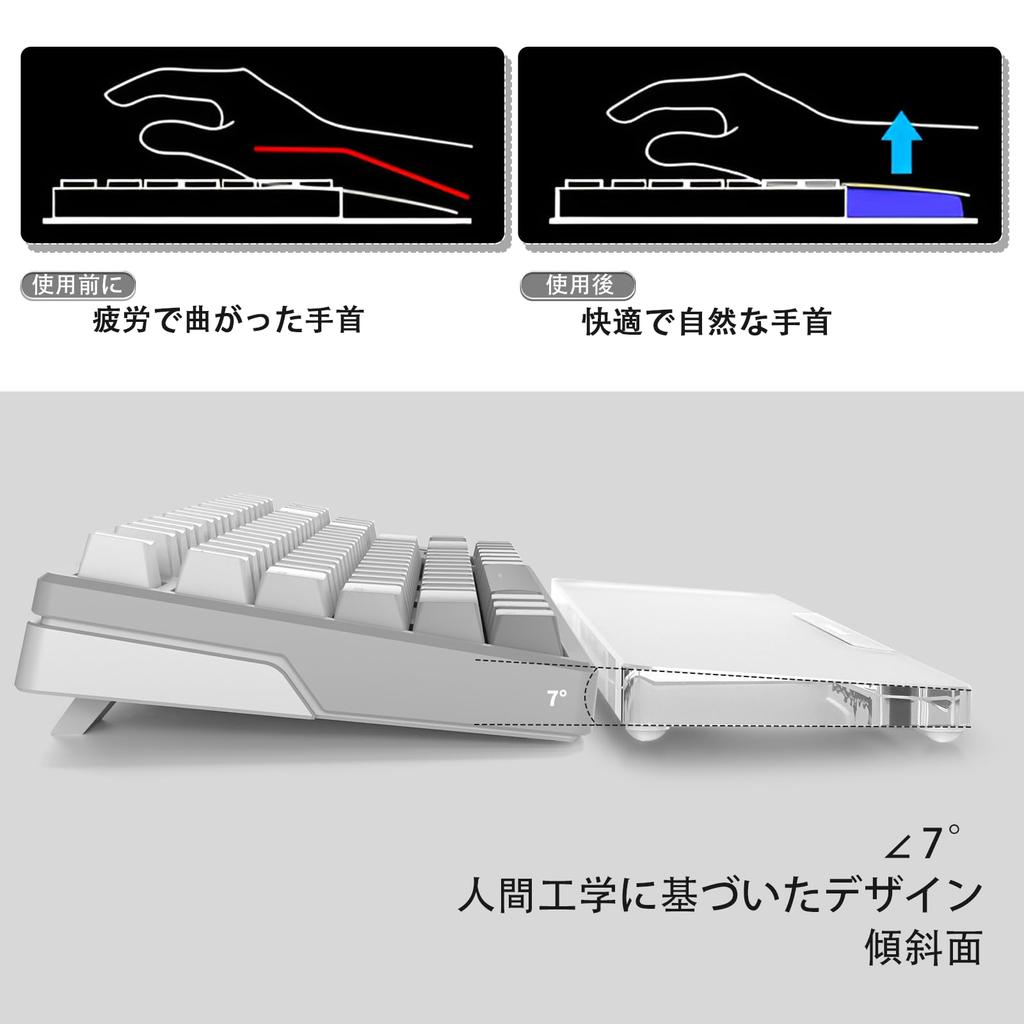 MAMBASNAKE Keyboard Wrist Rest CNC Aluminum Alloy Acrylic 87 Keys Transparent Material Smooth Surface Frosted Design Ergonomically Reducing Fatigue