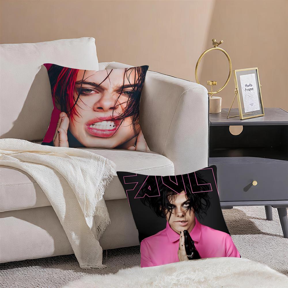 Hot Anime Punk British Singer YYungblud Cushion Cover Throw Pillow Cover Hidden Button Durable Polyester Chair Cushion