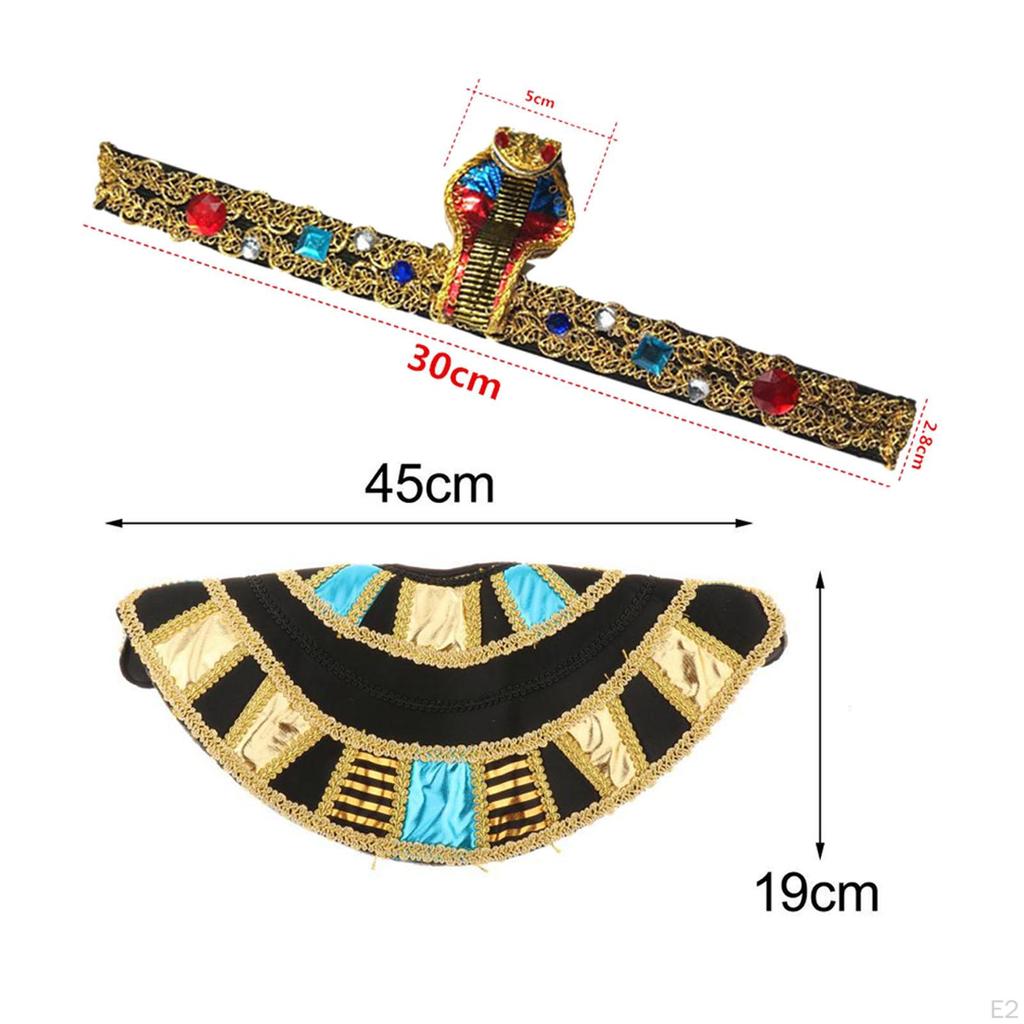 Женский египетский костюм, 5 шт., аксессуары, нарядный воротник, головной убор египетской королевы, изысканный