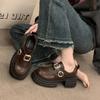 Platform Loafers Women's Spring 2025 New British Style Round Head Casual Single Shoes Small Muffin Shoes Leather Shoes