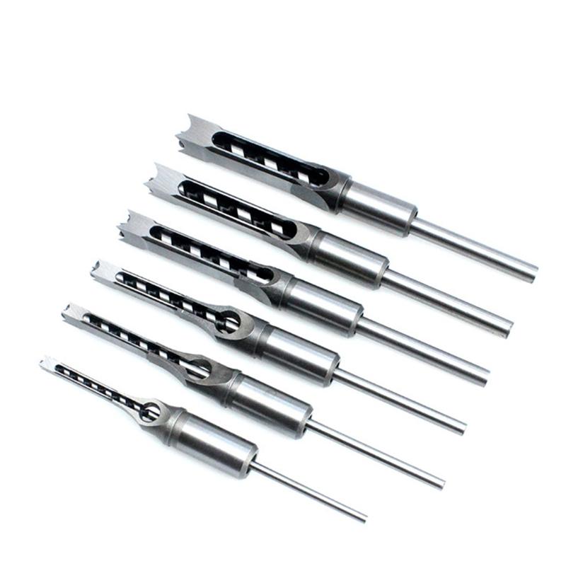 Multi-purpose Square Hole Drill Bit Steel Hardness for Sharp Durable Mortising Chisel Set 6.4 mm/8mm/9.5mm/12.7mm/14mm/1