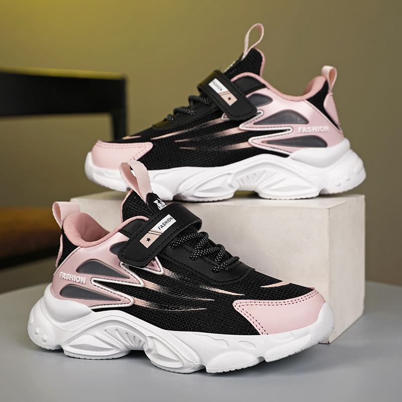 Middle School Students 2025 New Mesh Breathable Velcro Boys and Girls Hiking Shoes Lightweight Primary School Running Shoes