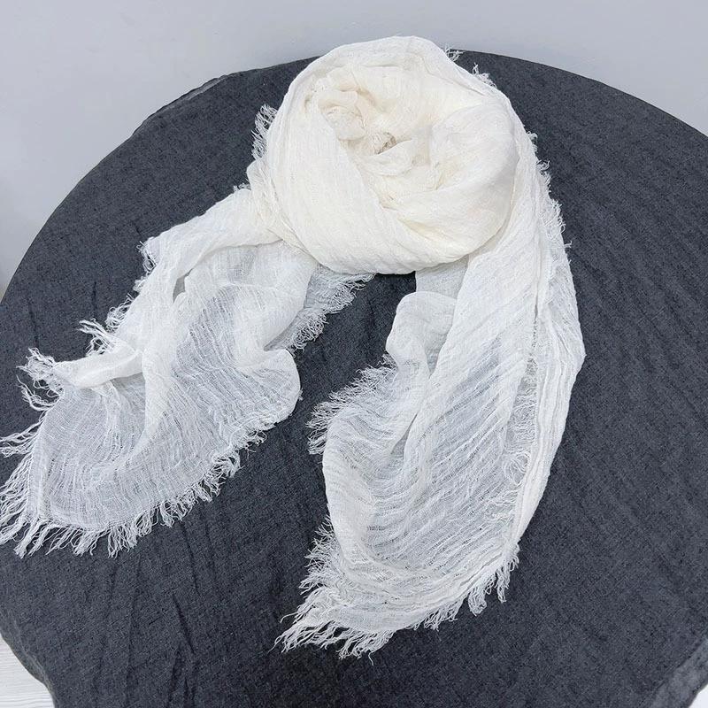 High Quality Comfortable Nice 140*140cmSolid Color Linen Scarf Spring and Summer Thin Breathable Square Shawl Scarf With Tassel