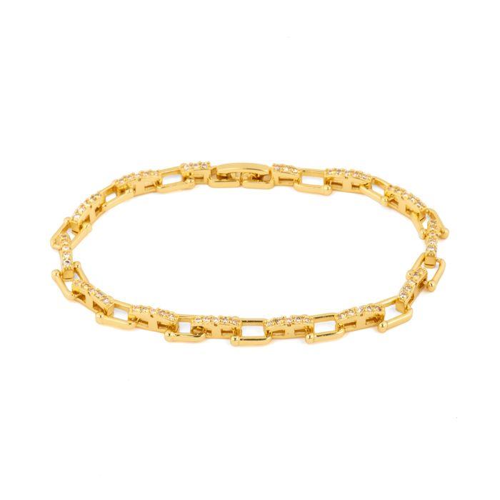 Bracelet - LUXENTER - Dordel - Or jaune 18 carats - Zircone cubique brillante - Longueur 18 cm
