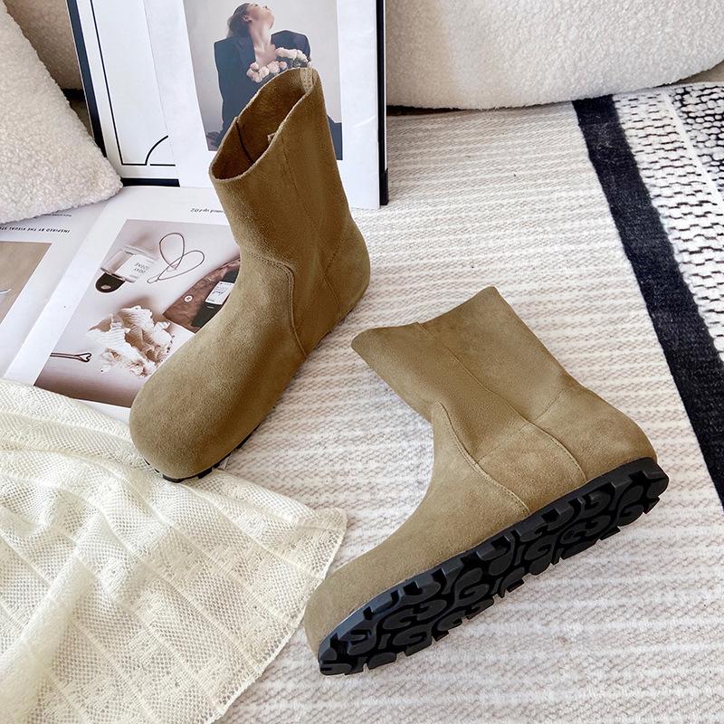 Модные женские короткие ботинки 2025 Осень Зима Новые Роскошные Винтажные Уличные Нескользящие Модные Ботинки Удобная Мягкая Подошва Плоская Повседневная Обувь