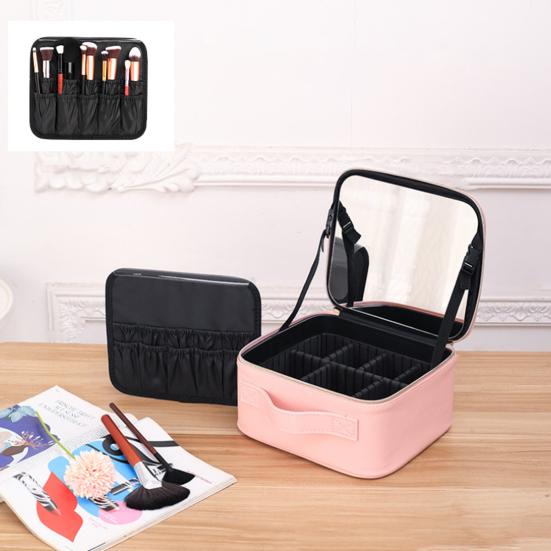 Светодиодное зеркало большой емкости с несколькими отделениями портативная дорожная косметичка для художников косметический органайзер для использования на открытом воздухе