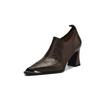 Fashion New Spring Genuine Leather Shoes for Women Fashion Metal Pointed Toe Women Pumps Shoes Chunky Heels Loafers High Heels