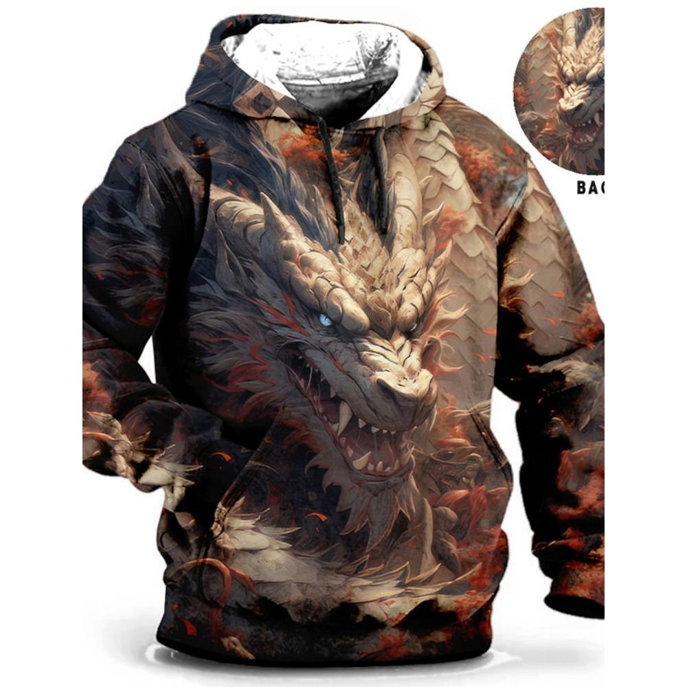 Men's Unisex Hoodie Fashion Pullover Hoodie Sweatshirt Hooded Animal Wolf Lion Dragon Tiger Print Daily 3D Print Casual Hoodies