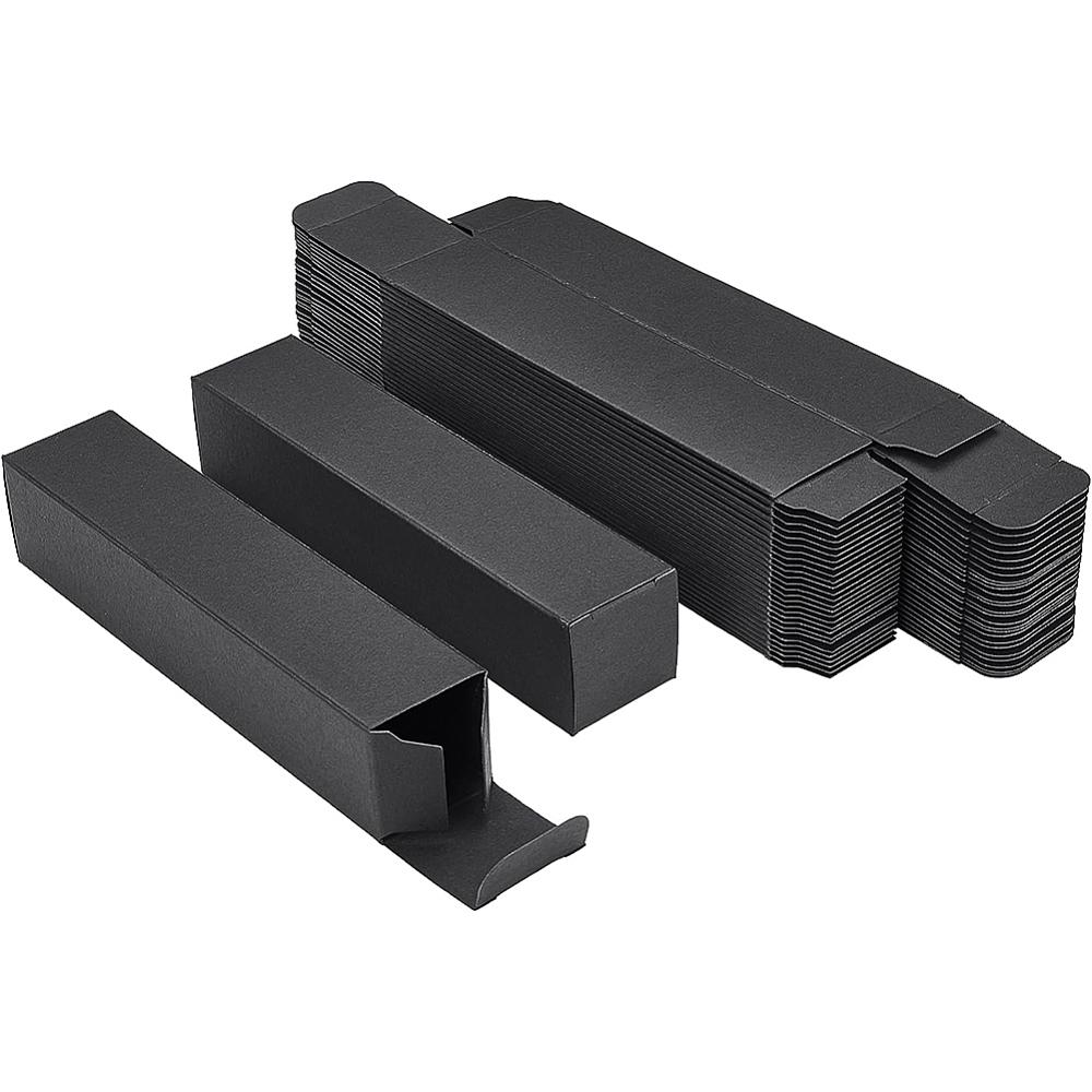 40pcs Paper Cardboard Boxes Essential Oil Packing Box Gift Box Rectangle Black 14.1x3.1x3.1cm Unfold: 22.4x6x0.15cm