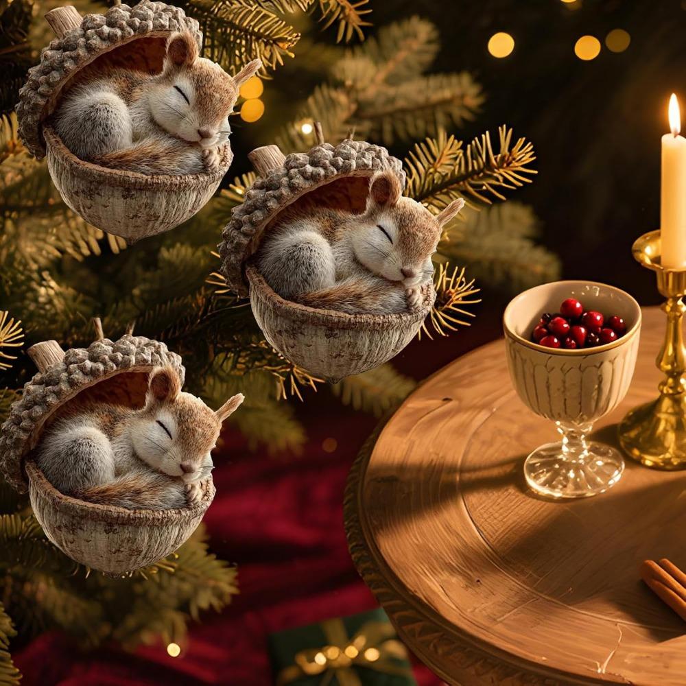Animal Christmas Ornaments | 2D Acrylic Seasonal Decoration | Hangable Holiday Decorations | for Home Office Living Room Study Garden Front Door Wall