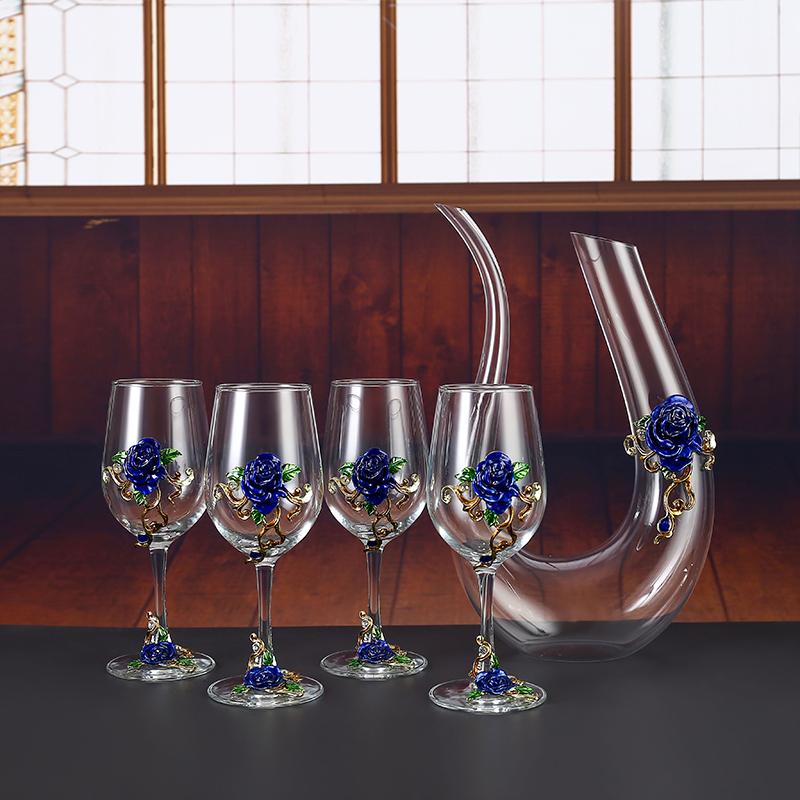 Металлический хрустальный бокал, набор бокалов для красного вина, графин, бутыль, диспенсер для вина, винный набор, барная посуда, барные наборы, посуда для напитков, изысканный подарок